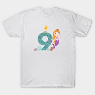 Cute little mermaid nine birthday T-Shirt